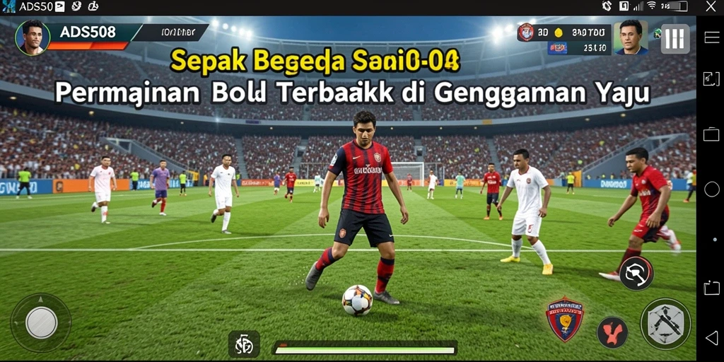 Screenshot dari gameplay seru di ADS508, menunjukkan aksi sepak bola yang mendebarkan.