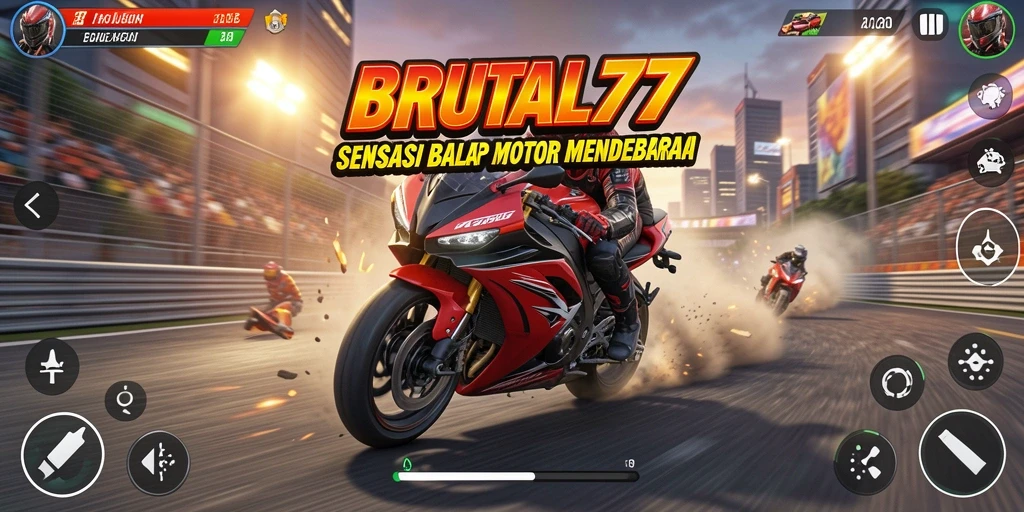 Gameplay mendebarkan dalam BRUTAL77 dengan balap motor yang intens.