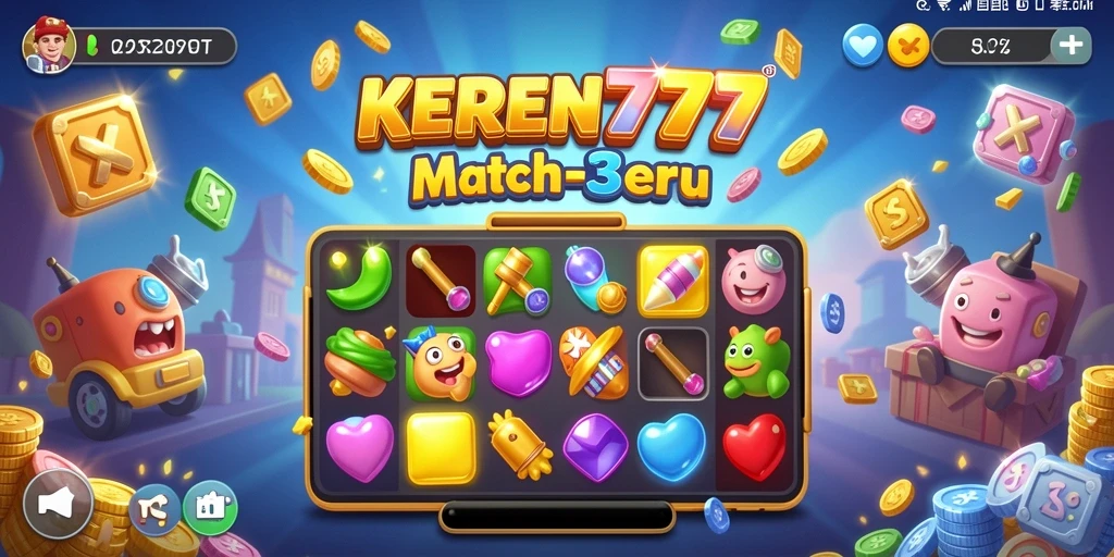 Tampilan gameplay KEREN777 yang seru dan menarik dalam Match-3.