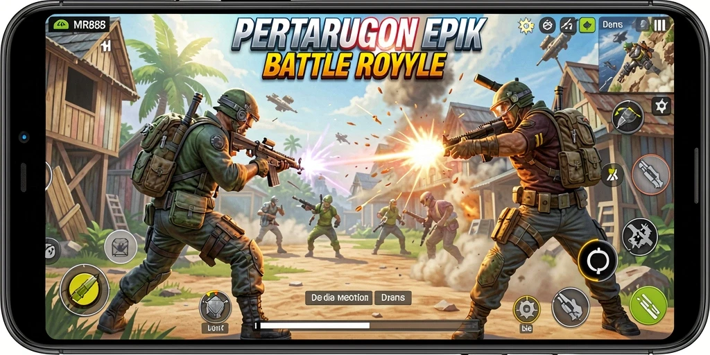 Gameplay seru MR888 dalam pertandingan Battle Royale yang penuh aksi.