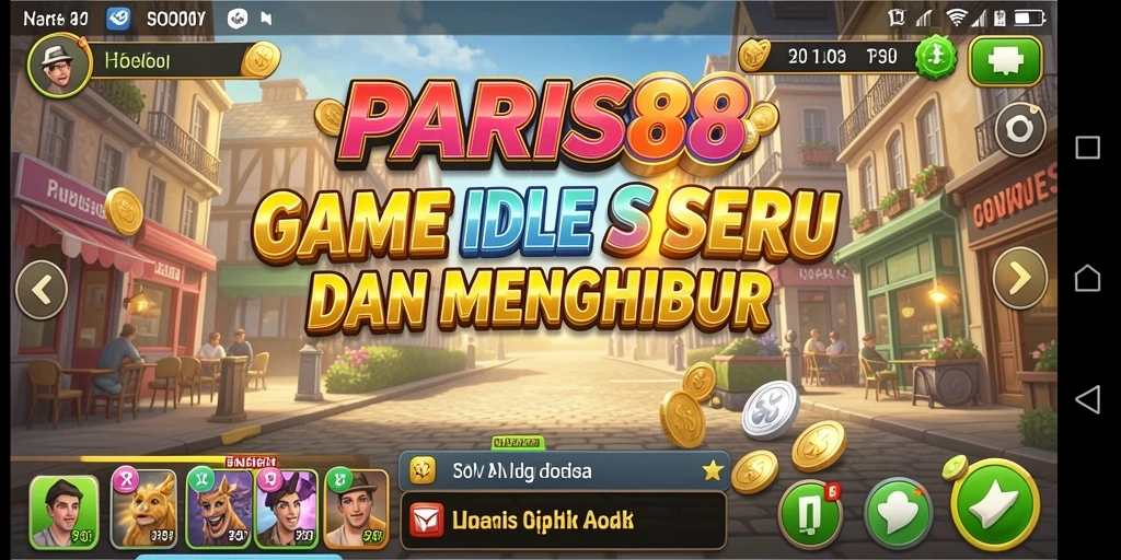 Tampilan gameplay seru dalam <strong>PARIS88</strong> dengan banyak karakter dan tantangan.