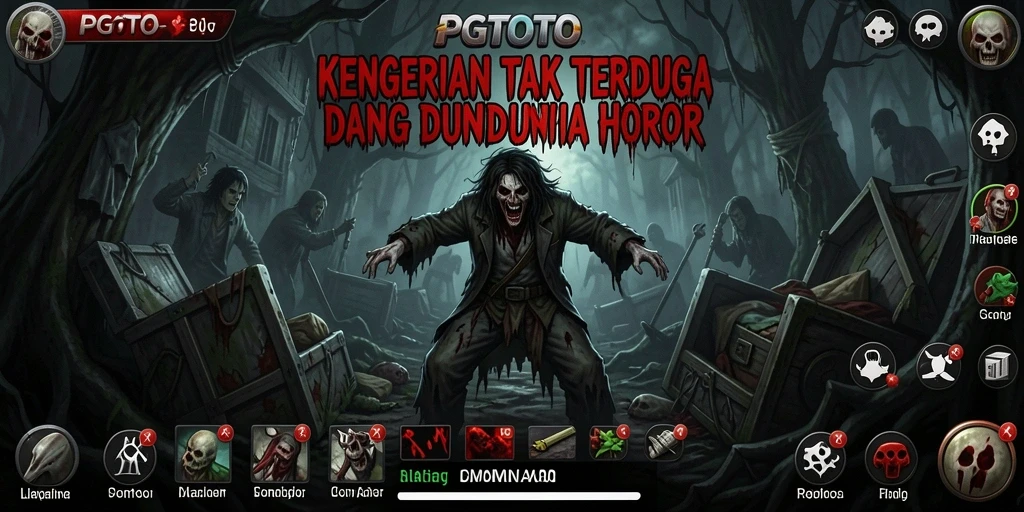 Screenshot gameplay PGTOTO yang menampilkan suasana horor yang mencekam.