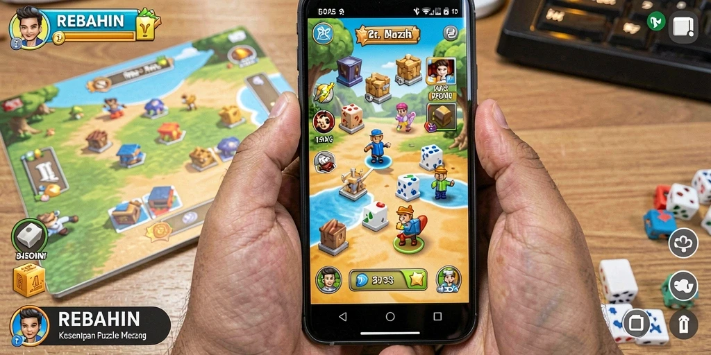 Tampilan gameplay seru dari REBAHIN dengan berbagai puzzle menantang.