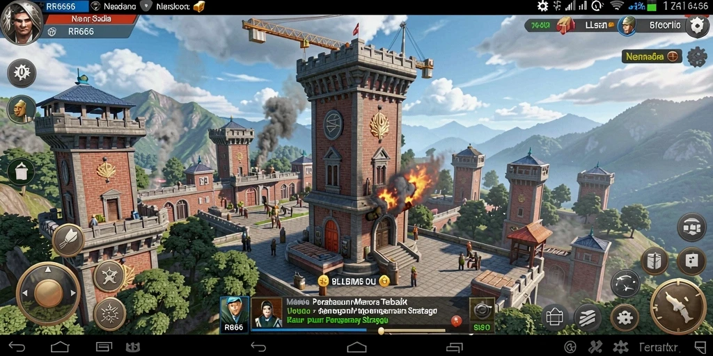 Tampilan gameplay menegangkan dari RR666 dalam pertarungan Tower Defense.