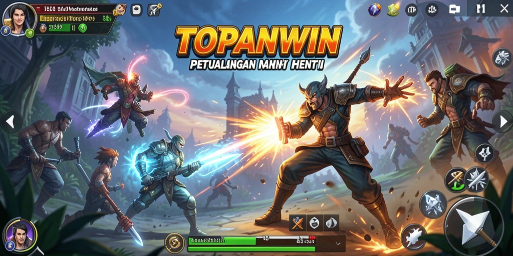Tampilan utama gameplay menegangkan dalam TOPANWIN.