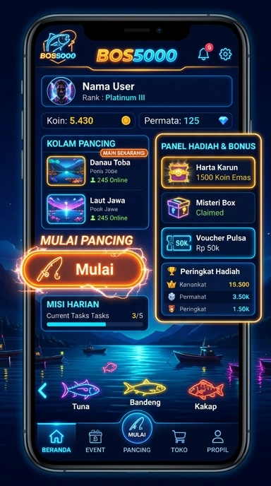 Tampilan utama aplikasi bos5000 yang intuitif dan menarik.